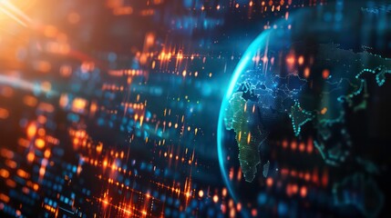 Active world trade, world market. Global electronics market background. Generative AI