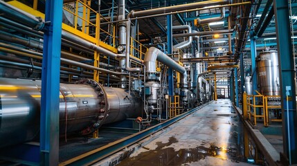 Industrial machinery for chemical production in a plant