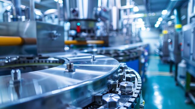 Industrial machinery for food processing in a plant