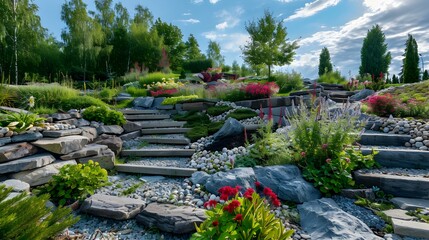 Landscape relief with stepped terraces decorated img