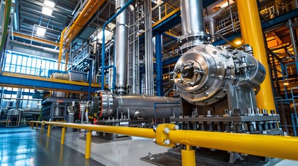 Industrial machinery for oil refining in a plant