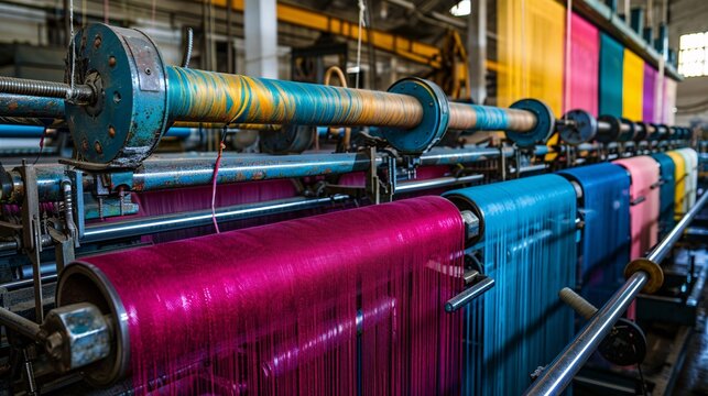 Industrial machinery for textile dyeing in a factory