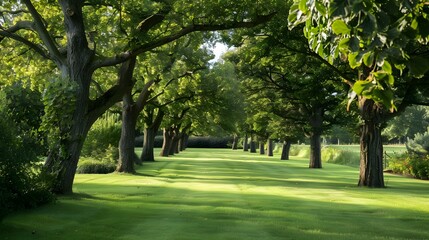 Tree garden with oak and chestnut trees