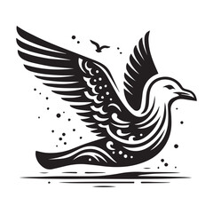 Obraz premium A bird flying black silhouette style vector illustration