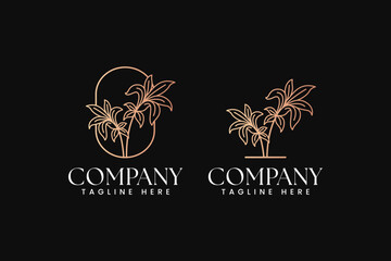 minimalist beauty tulip flower and leaf branch line art logo design for fashion boutique florist