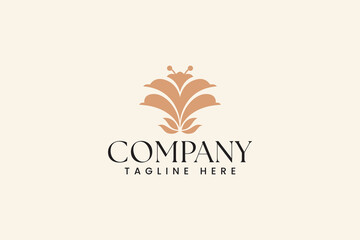 beauty tulip flower and leaf modern logo design for fashion boutique florist