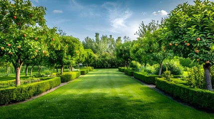 Fototapeta premium Tree garden with orchards including apple pear img