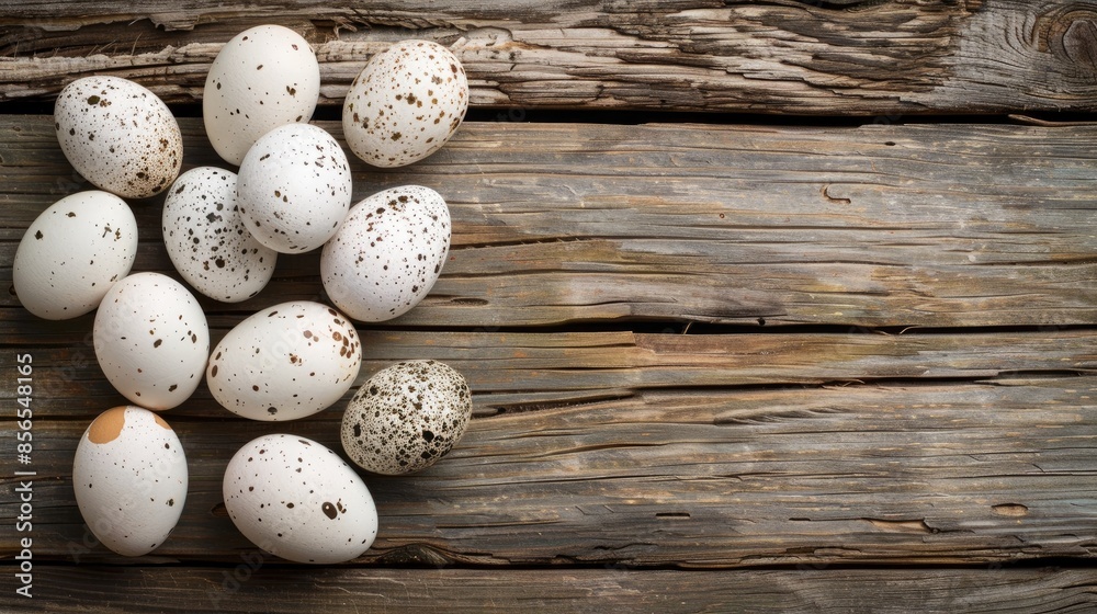 Canvas Prints Duck eggs displayed on wood background