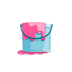 pink bucket on white background icons vector.