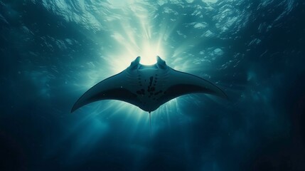 Gentle Giants of the Deep: Majestic Manta Rays Gracefully Explore the Mysterious Ocean Depths