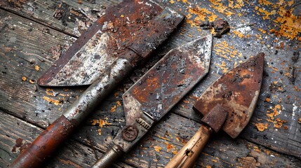Vintage metalworking tools with rust and grime