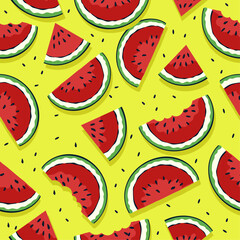 Tropical Watermelon Seamless Pattern Illustration