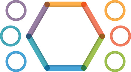 Infographic template with six elements, steps or options, workflow or process diagram