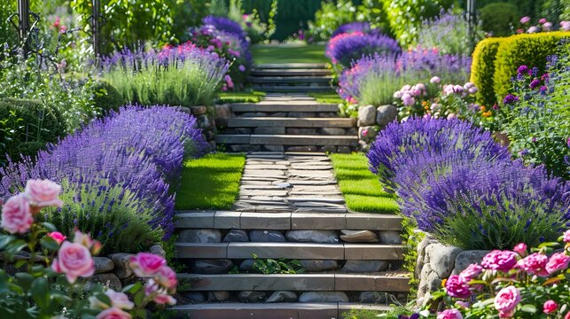 Landscape patterns with symmetrical beds of roses picture