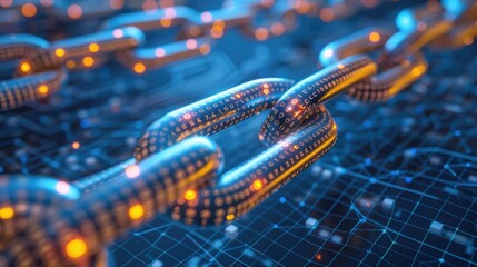 Illuminated Blockchain: Close-Up of Secure Data Blocks on Decentralized Network - Nikon D850 Shot