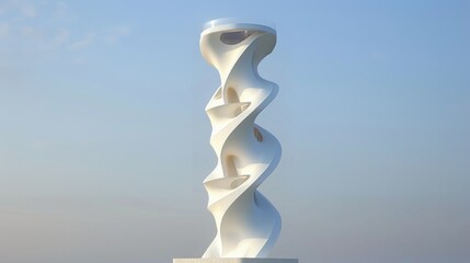 Golden Ratio Futuristic Tower at Dawn in Urban Setting