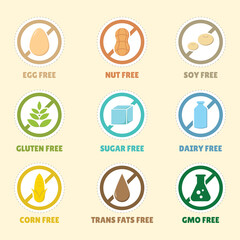 Foods Allergy Sticker Vector Illustration