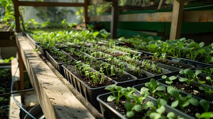 Seedlings with radish seedlings neatly arranged img