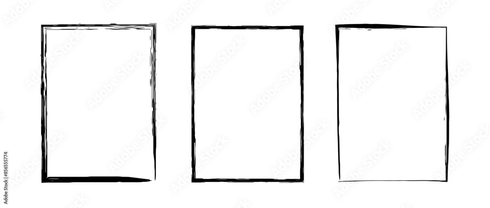 Aufkleber black grunge rectangle frame set. different paint brushed border collection. chalk or ink rectangula