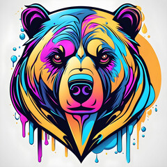 a Cyberpunk bear portrait with colored fluid, artwork