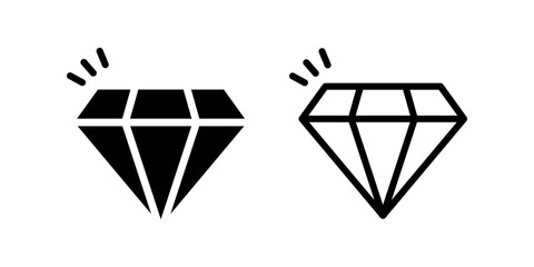 Diamond icon set. Jewelry sign. flat illustration of vector icon on white background