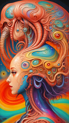 Naklejka premium psychedelic painting of a woman