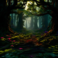 psychedelic, magical forest