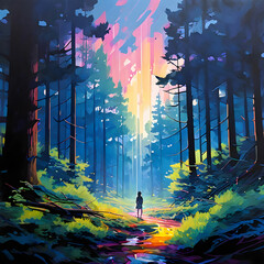psychedelic, magical forest