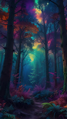 psychedelic, magical forest