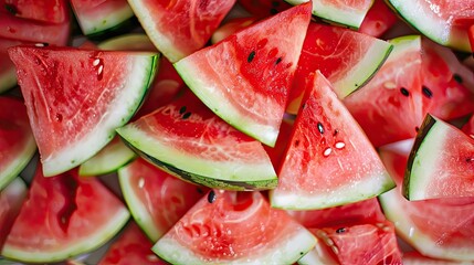Delicious fresh watermelon slices background.