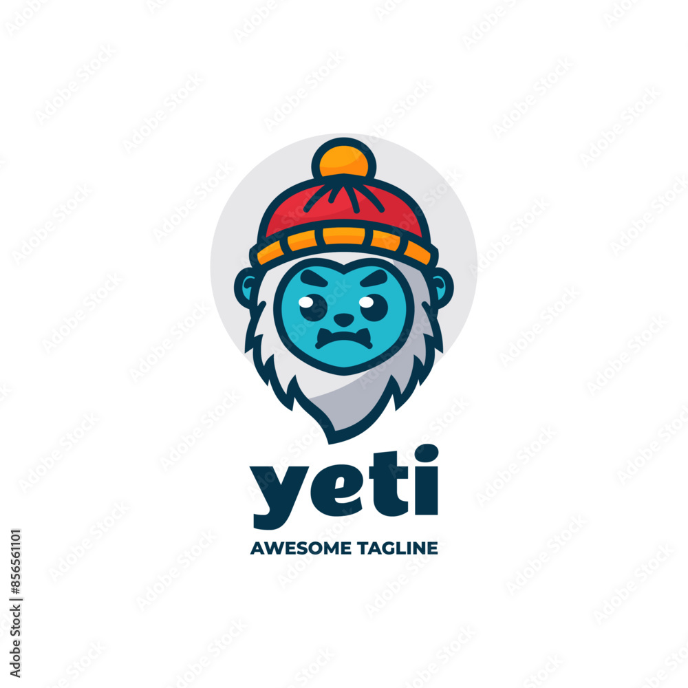 Wall mural vector logo illustration yeti mascot cartoon style.