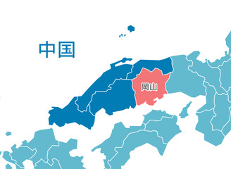 Fototapeta premium 岡山県 岡山 地図