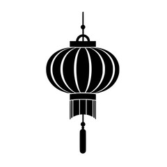 Minimalist Black and White Lantern Illustration, A simple black and white illustration of a traditional hanging lantern, showcasing minimalist design and cultural symbolism.