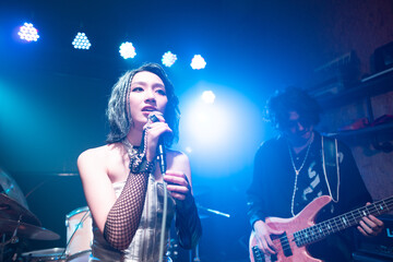 Young bands perform on stage