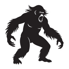 a black and white drawing of a gorilla