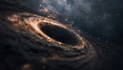 Mysterious black hole in deep space with swirling cosmic dust and stars. Represents space phenomena, astrophysics, and the universe.
