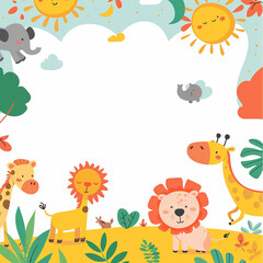 Naklejka premium A colorful, playful safari-themed birthday invitation made with generative AI