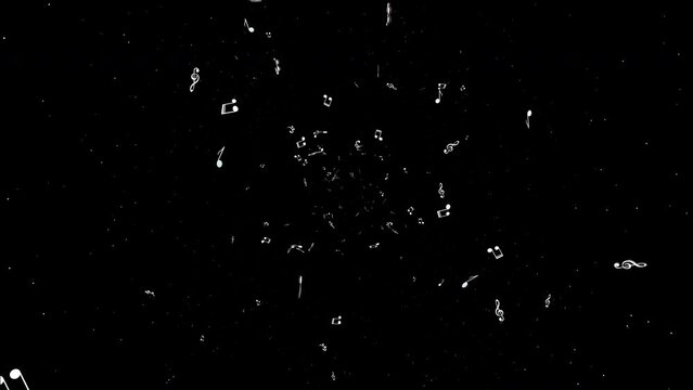 Falling Musical Notes Animation Background, on Alpha Channel, Loop
