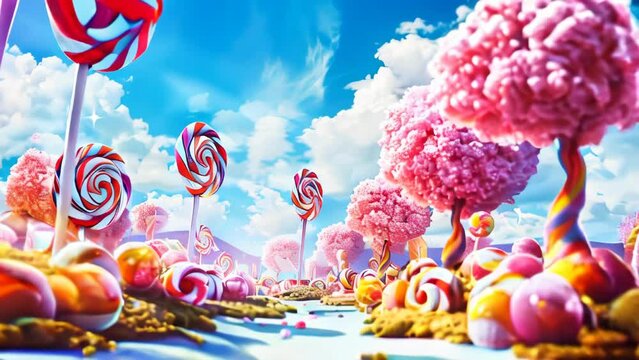 Fantasy surreal candy and sweets landscape