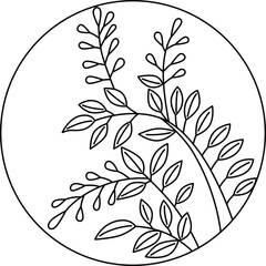 線画円形花札　文月　萩　7月　萩のカス