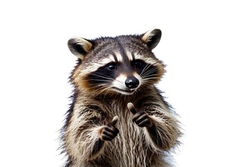 Obraz premium A raccoon giving a thumbs up isolated on white background.