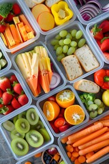 Assortment of Healthy and Colorful Lunch Boxes for Kids  School or Outdoor Meals