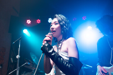 Young bands perform on stage