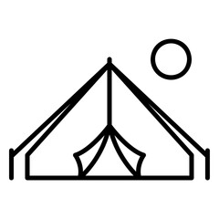 Summer camp icon with tent and sun