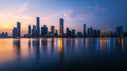 Naklejka premium landscape beautiful of skyline on the morning, afternoon, evening and night