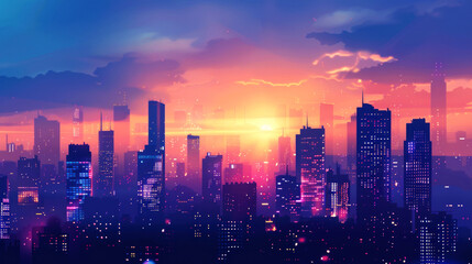 Fototapeta premium landscape beautiful of skyline on the morning, afternoon, evening and night