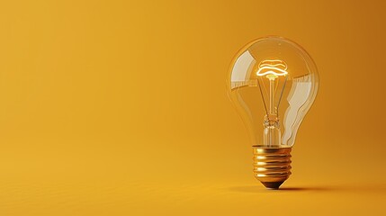 Illuminating Minimal Wave Design - Stylish Light Bulb on Soft Yellow Background