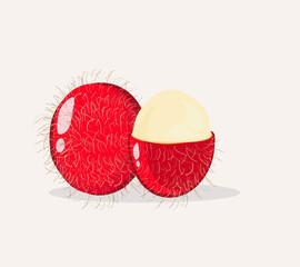 Peel and ready-to-eat rambutan fruits.