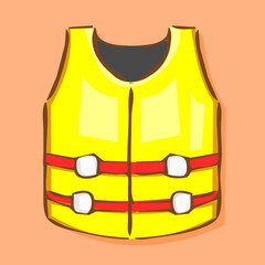 Simple Illustration of a Yellow Life Vest with Red Belt, Essential Safety Gear for Water Activities