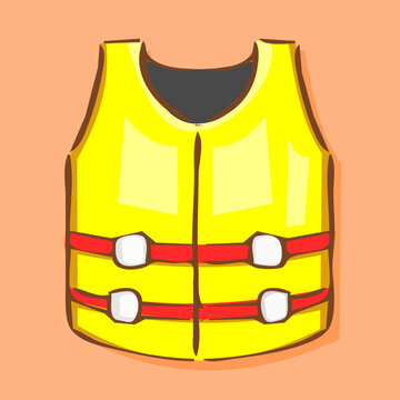 recommend clip art: Simple Illustration of a Yellow Life Vest with Red Belt, Essential Safety Gear for Water Activities